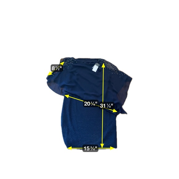 JCPenney Navy Blue Midi Dress with Embellished beaded Shoulders‎ - Picture 2 of 10